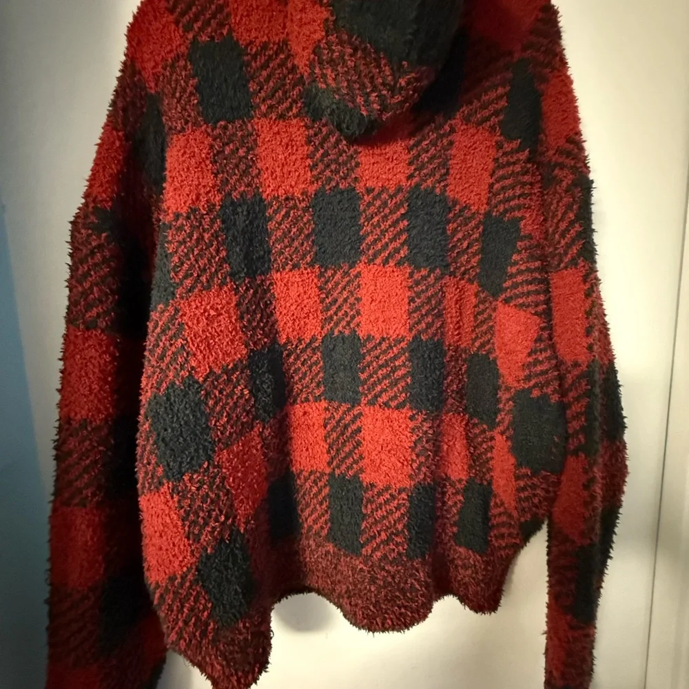 SKIMS Red and Black Cozy Knit Hoodie Size S/M - Picture 3 of 5